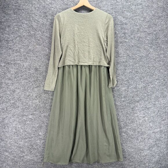 Soft Surroundings Dress Women PS Petite Gray Shift Midi Lined Rayon Long Sleeve - Picture 2 of 6